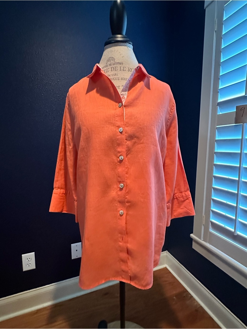 Chico's Burnt Orange 100% Linen Blouse